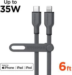 HyperGear Flexi PRO USB-C to Lightning Cable 6ft Grey