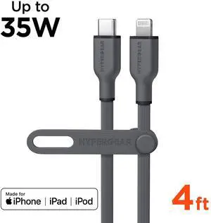 HyperGear Flexi PRO USB-C to Lightning Cable 4ft Grey
