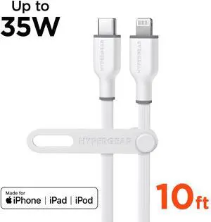 HyperGear Flexi PRO USB-C to Lightning Cable 10ft White