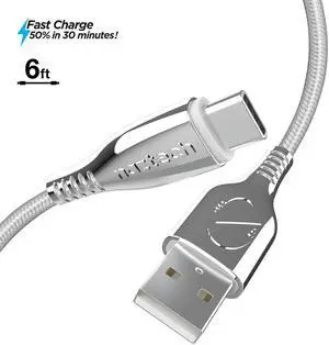 Naztech Titanium USB to USB-C Braided Cable 6ft