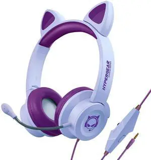 HyperGear Kombat Kitty Gaming Headset with Detachable Mic Purple
