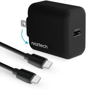 Naztech 20W PD Wall Charger + USB-C to USB-C 4ft Cable