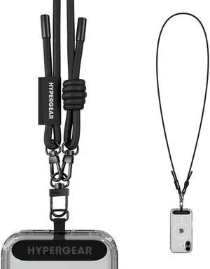 HyperGear TECHcessories Black Braided Rope Universal Crossbody Phone Strap HyperGear TECHcessories Black Braided Rope Universal Crossbody Phone Strap