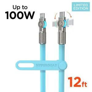 HyperGear Chunky180° 100W USB-C to USB-C Rugged Fast Charge Cable 12ft Blue HyperGear Chunky180° 100W USB-C to USB-C Rugged Fast Charge Cable 12ft Blue