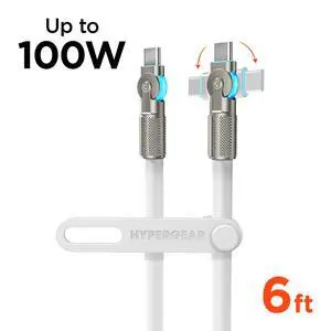 HyperGear Chunky180° 100W USB-C to USB-C Rugged Fast Charge Cable 6ft White HyperGear Chunky180° 100W USB-C to USB-C Rugged Fast Charge Cable 6ft White