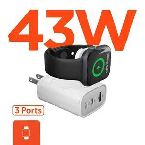 HyperGear SpeedBoost 43W 3-Port Fast Phone and Watch Wall Charger HyperGear SpeedBoost 43W 3-Port Fast Phone and Watch Wall Charger