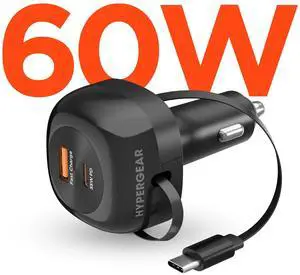 HyperGear SpeedBoost 60W Retractable Car Charger HyperGear SpeedBoost 60W Retractable Car Charger
