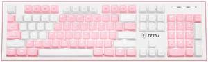 MSI GK50Z PIXEL RGB Gaming Keyboard, White Backlit  With RGB LED On Sides Illuminated 104 Keys Keyboard, Red Switch, PBT keycap,For Windows PC Games (Pink)