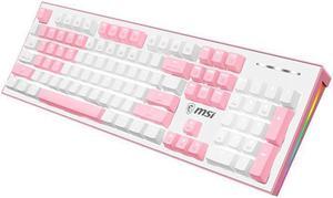 MSI GK50Z PIXEL RGB Gaming Keyboard, White Backlit  With RGB LED On Sides Illuminated 104 Keys Keyboard, Red Switch, PBT keycap,For Windows PC Games (White)