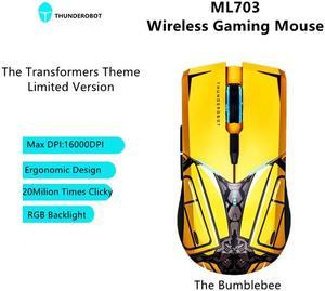 ThundeRobot ML703 16000DPI Ergonomic Design Rechargeable Wireless Gaming Mouse With RGB Backlit, 1000mA Battery,1000Hz polling rate, 6 buttons-The Transformers Theme Limited Version The Bumblebee