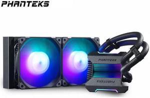 Phanteks GLACIER ONE 240 M25 A-RGB AIO Liquid CPU Cooler, Infinity Mirror Pump Cap Design, 2X Silent 120mm M25 PWM Fans,