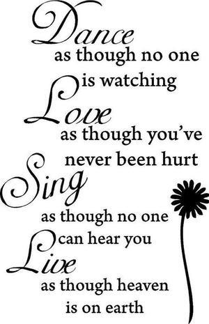 White 15" x 23" Dance Love Sing Live Wall Quotes