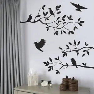 White 16" x 24" Burnish Birds & Blossoms