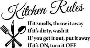 White 22" X 13" Kitchen Rules Art Home Mural Décor
