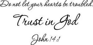 Black 22" X 10" Do not let your hearts be troubled. Trust in God. John 14:1 Art Home Mural Décor