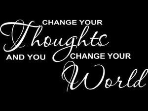 White 22" x 10" Change Your Thoughts And You Change Your World Vinyl Wall Art Home Decor Decal Sticker