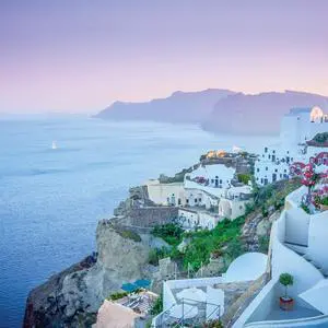 Santorini 40" x 40"  Print On Canvas Painting Wall Art For Wall Décor  (Frameless)