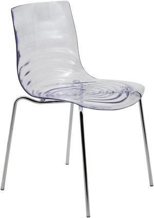 LeisureMod Astor Modern Water Drop Design Dining Side Chair With Chrome Legs