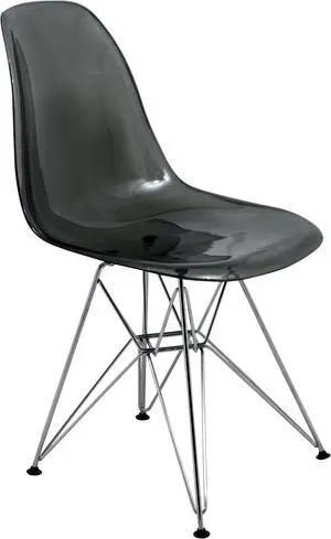LeisureMod Cresco Transparent Black Molded Eiffel Dining Chair