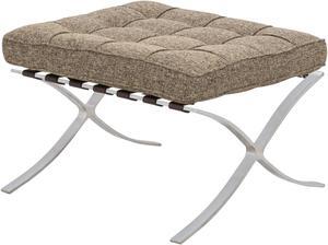 LeisureMod Bellefonte Mid-Century Pavilion Accent Ottoman in Oatmeal Wool