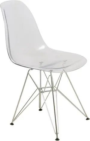 LeisureMod Cresco Modern Eiffel Base Molded Dining Chair in Clear