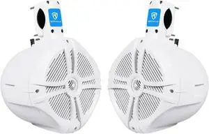 Pair Rockville RWB80W 8" White 2 Way 600 Watt Marine Wakeboard Tower Speakers