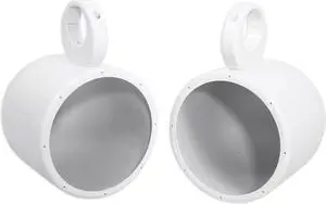 Pair Rockville MAC80W 7.7" White Aluminum Wakeboard Tower Speaker Pod Enclosures