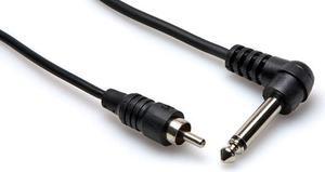 Hosa CPR-103R Unbalanced Interconnect, Right-Angle 1/4"" In TS to RCA, 3ft
