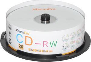 XtremPro CD-RW 12X 700MB 80Min Recordable CD 25 Pack Blank Discs in Spindle - 11043