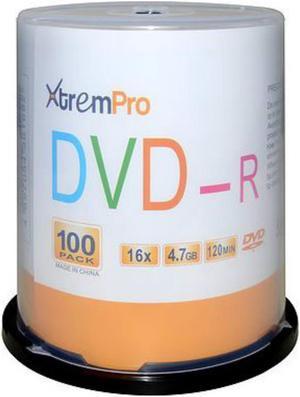 XtremPro DVD-R 16X 4.7GB 120Min DVD 100 Pack Blank Discs in Spindle - 11033