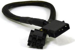 AYA 12" 4-Pin Molex Male to 8pin (4+4Pin Detachable) EPS-12V Converter Adapter Black Sleeves AYA-AD4-8PIN-12