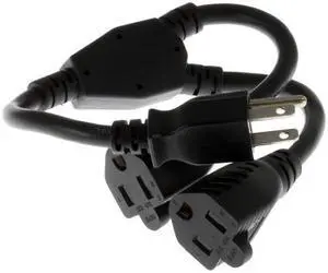 AYA 14" Power Splitter Y Extension Cord 16AWG NEMA 5-15P to Two 5-15R AYA 14" Power Splitter Y Extension Cord 16AWG NEMA 5-15P to Two 5-15R
