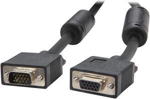 AYA 15Ft (15 Feet) SVGA Male to Female Monitor Extension Cable with Dual Ferrites 28AWG, UL Listed