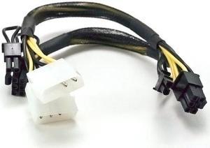 AYA 14" 2x 4-Pin Molex to 8" PCIE2 8-Pin (6+2) + 6" PCI2 8-Pin (6+2) Power Adapter Converter AYA-4P62-MP