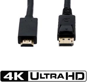 AYA 15Ft (15 Feet) Ultra HD Displayport 1.2 Male to HDMI Male 28AWG 4K@30Hz w/Audio Output and Gold Connectors