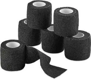 Self-Adherent Cohesive Bandage - 24 Rolls Bulk - 2" Wide x 5 Yds Athletic Sports Tape for Medical Use, Sports, First Aid and Helps Protect Skin, Black Self-Adherent Cohesive Bandage - 24 Rolls Bulk - 2" Wide x 5 Yds Athletic Sports Tape for Medical Use, Sports, First Aid and Helps Protect Skin, Black