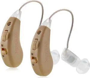 Digital Hearing Amplifier - (Pair of 2) Noise Cancelling with One Touch Volume Control, No Programming Required, Near-Invisible Behind The Ear, Upgraded 2019 Design & Rechargeable USB Dock by MEDca Digital Hearing Amplifier - (Pair of 2) Noise Cancelling with One Touch Volume Control, No Programming Required, Near-Invisible Behind The Ear, Upgraded 2019 Design & Rechargeable USB Dock by MEDca