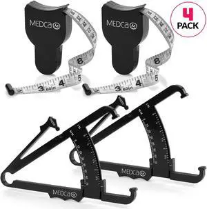 Body Tape Measure and Skinfold Caliper for Body Set - (Pack of 2) - Skin Fold Body Fat Analyzer and BMI Measurement Tool by MEDca Body Tape Measure and Skinfold Caliper for Body Set - (Pack of 2) - Skin Fold Body Fat Analyzer and BMI Measurement Tool by MEDca