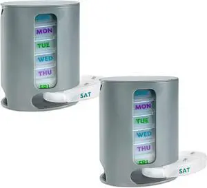 MEDca Weekly Pill Organizer, Pack of 2 Dispensers, 7 Stackable Compartments Four Times-a-Day - Morning, Noon, Evening, and Bedtime, Grey MEDca Weekly Pill Organizer, Pack of 2 Dispensers, 7 Stackable Compartments Four Times-a-Day - Morning, Noon, Evening, and Bedtime, Grey