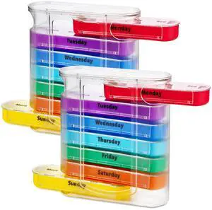 MEDca Weekly Pill Organizer, Four Times-a-Day, Pack of 2 Dispensers with Stackable AM/PM Compartments MEDca Weekly Pill Organizer, Four Times-a-Day, Pack of 2 Dispensers with Stackable AM/PM Compartments