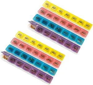 Monthly Pill Organizers - (Pack of 2) 28 Day Monthly Pill Planners to Separate Pills & Vitamins Week to Week, Travel Medication Reminder Daily Monday to Sunday Compartments Monthly Pill Organizers - (Pack of 2) 28 Day Monthly Pill Planners to Separate Pills & Vitamins Week to Week, Travel Medication Reminder Daily Monday to Sunday Compartments
