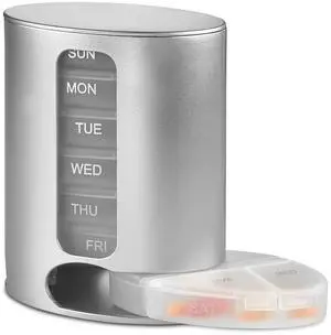 Stackable Daily Pill Organizer - Premium Weekly Medication Reminder with 7 Individual Stacking Cases - Weekly AM/PM Pill Box with 4 Times a Day, a Everyday Medicine Organizer for Vitamins, Silver Stackable Daily Pill Organizer - Premium Weekly Medication Reminder with 7 Individual Stacking Cases - Weekly AM/PM Pill Box with 4 Times a Day, a Everyday Medicine Organizer for Vitamins, Silver