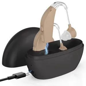 Pair Rechargeable Digital Hearing Aids Amplifier BTE Sound Amplifier Device with Noise Reduction Fit for Adults and Seniors, All-Day Battery Life, Lightweight Behind The Ear, Skin Pair Rechargeable Digital Hearing Aids Amplifier BTE Sound Amplifier Device with Noise Reduction Fit for Adults and Seniors, All-Day Battery Life, Lightweight Behind The Ear, Skin