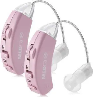 Hearing Amplifier - Set of 2 - Best Hearing Amplifiers That Fit Comfortable Behind The Ear for Women, Small & Discreet BTE Personal Sound Amplifier Pair (Pink) Hearing Amplifier - Set of 2 - Best Hearing Amplifiers That Fit Comfortable Behind The Ear for Women, Small & Discreet BTE Personal Sound Amplifier Pair (Pink)