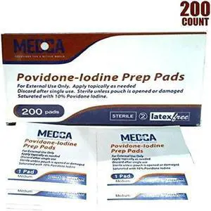 Iodine Prep Pads - (Box of 200 Count) Iodine Prep Solution Pads, 10% Povidone Iodine Swabs for Individual Disinfecting Wipes, Disposable Cotton Antiseptic Surgical Pad for Wound Care, and First Aid Iodine Prep Pads - (Box of 200 Count) Iodine Prep Solution Pads, 10% Povidone Iodine Swabs for Individual Disinfecting Wipes, Disposable Cotton Antiseptic Surgical Pad for Wound Care, and First Aid