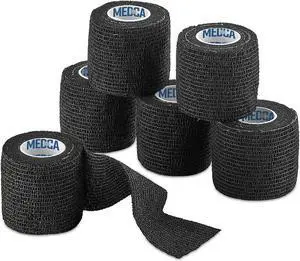 Self-Adherent Cohesive Bandage - Black Medical Wrap - 6 Rolls 2" Wide x 5 Yards Sports Tape for Medical Use, Sports, First Aid and Helps Protect Skin Self-Adherent Cohesive Bandage - Black Medical Wrap - 6 Rolls 2" Wide x 5 Yards Sports Tape for Medical Use, Sports, First Aid and Helps Protect Skin