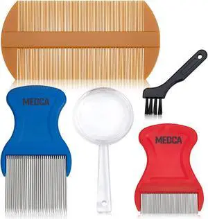 Premium 5 Piece Lice Kit - Nit Removal Fine Tooth Comb and Magnifier Full Treatment Set - BS0765G Lice Comb Set