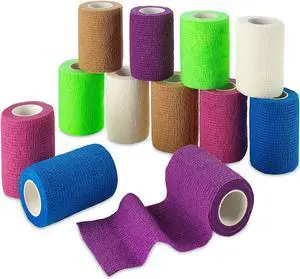 MEDca Self Adherent Cohesive Wrap Bandages 3 Inches X 5 Yards 12 Count with Strong Elastic and Colorful First Aid Tape for Sprain Swelling and Soreness on Wrist and Ankle (Rainbow Color) MEDca Self Adherent Cohesive Wrap Bandages 3 Inches X 5 Yards 12 Count with Strong Elastic and Colorful First Aid Tape for Sprain Swelling and Soreness on Wrist and Ankle (Rainbow Color)