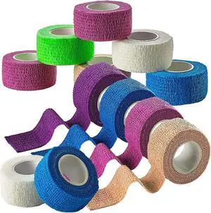 Self Adherent Cohesive Wrap Bandages - (Pack of 12 Rolls) 1 Inch X 5 Yards with Strong Elastic and Colourful First Aid Tape for Sprain Swelling and Soreness on Wrist and Ankle (Rainbow Color) Self Adherent Cohesive Wrap Bandages - (Pack of 12 Rolls) 1 Inch X 5 Yards with Strong Elastic and Colourful First Aid Tape for Sprain Swelling and Soreness on Wrist and Ankle (Rainbow Color)