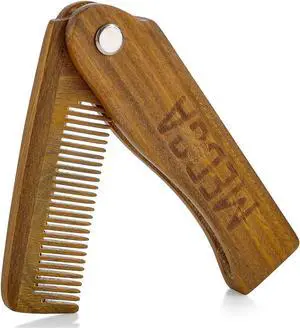 Folding Wooden Comb - 100% Solid Beech Wood - Fine Tooth Pocket Sized Beard, Mustache, Head Hair Brush Combs for Men Perfect for All Hair Types - Travel, Styling & Detangler Folding Wooden Comb - 100% Solid Beech Wood - Fine Tooth Pocket Sized Beard, Mustache, Head Hair Brush Combs for Men Perfect for All Hair Types - Travel, Styling & Detangler